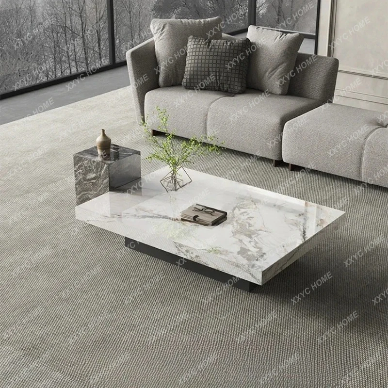LLiving Room Light Luxury Square Combination Marble Luxury Slate Tea Table