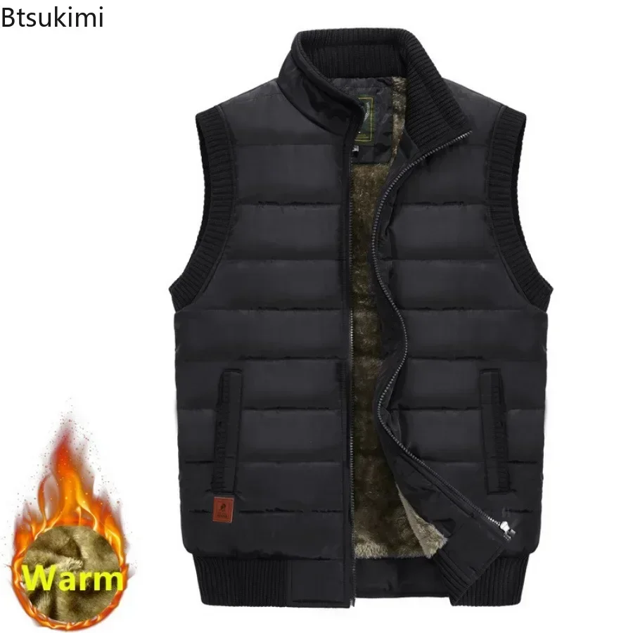 Big Size Outdoor Vest for Men Autumn Winter Plush Thickened Warm Casual Waistcoat Men Fleece Lined Thermal Sleeveless Jacket 8XL