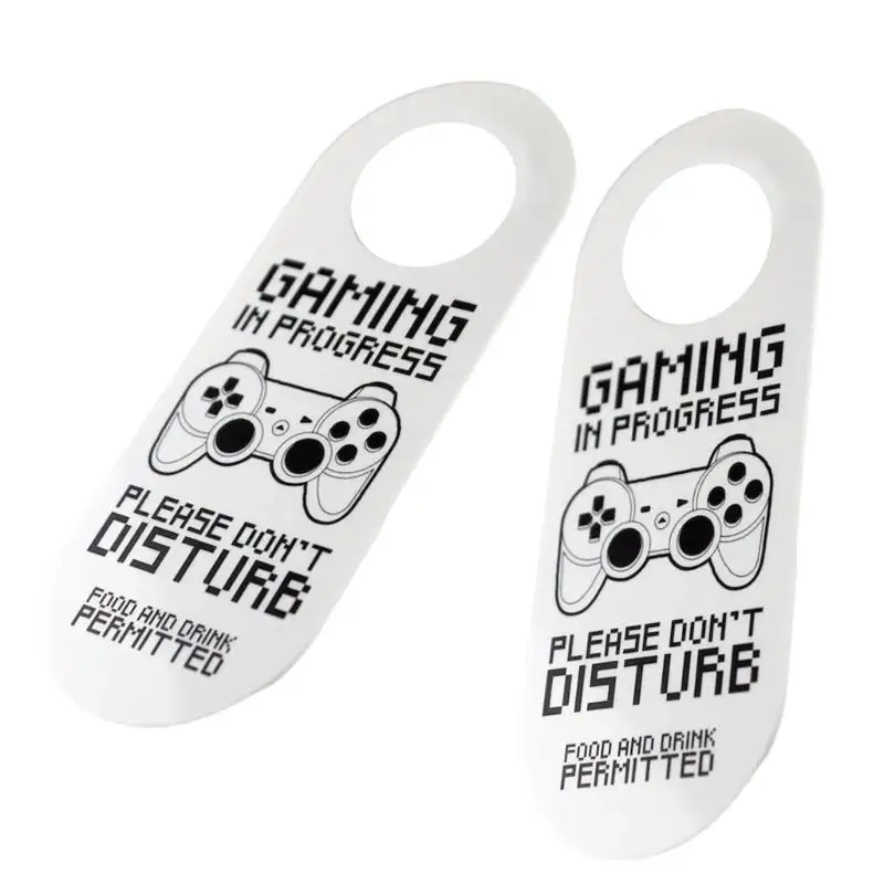 E8BD Gaming In Progress Door Hanger Set of 2 for Enhancing Game Room Decors Video Game Decors Bedroom Door Sign Plaques