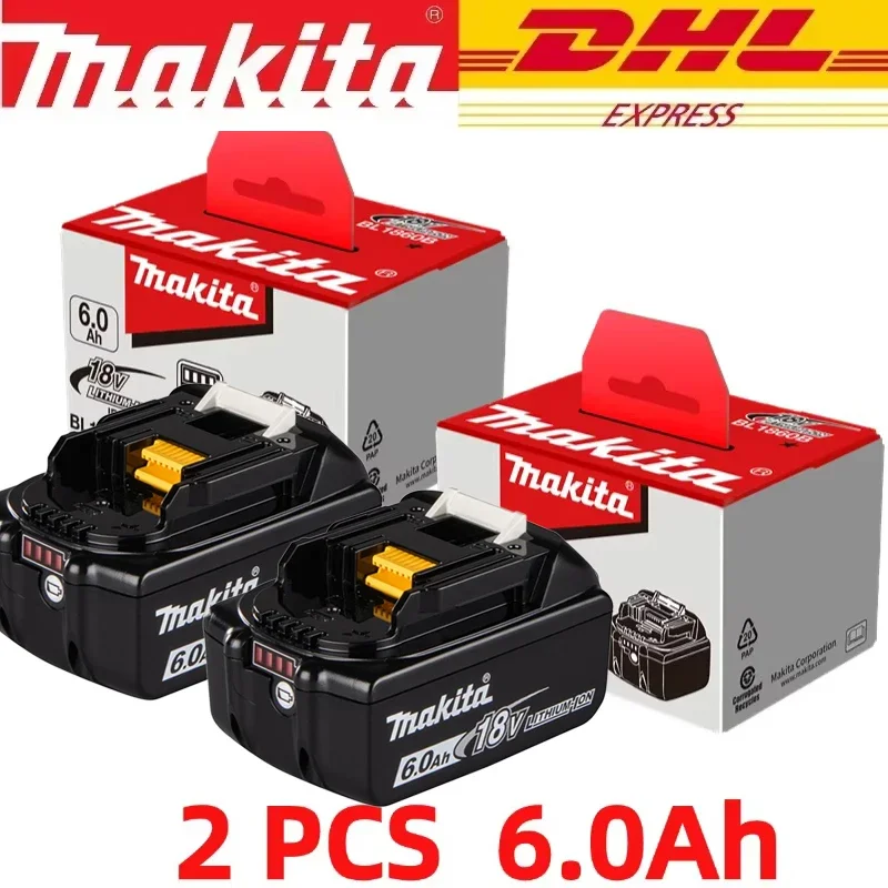 Makita 18V Battery 6Ah 18650 Lithium Ion Replacement BL1860B BL1860 BL1850 Rechargeable Power Tool Battery DDF486 DF488