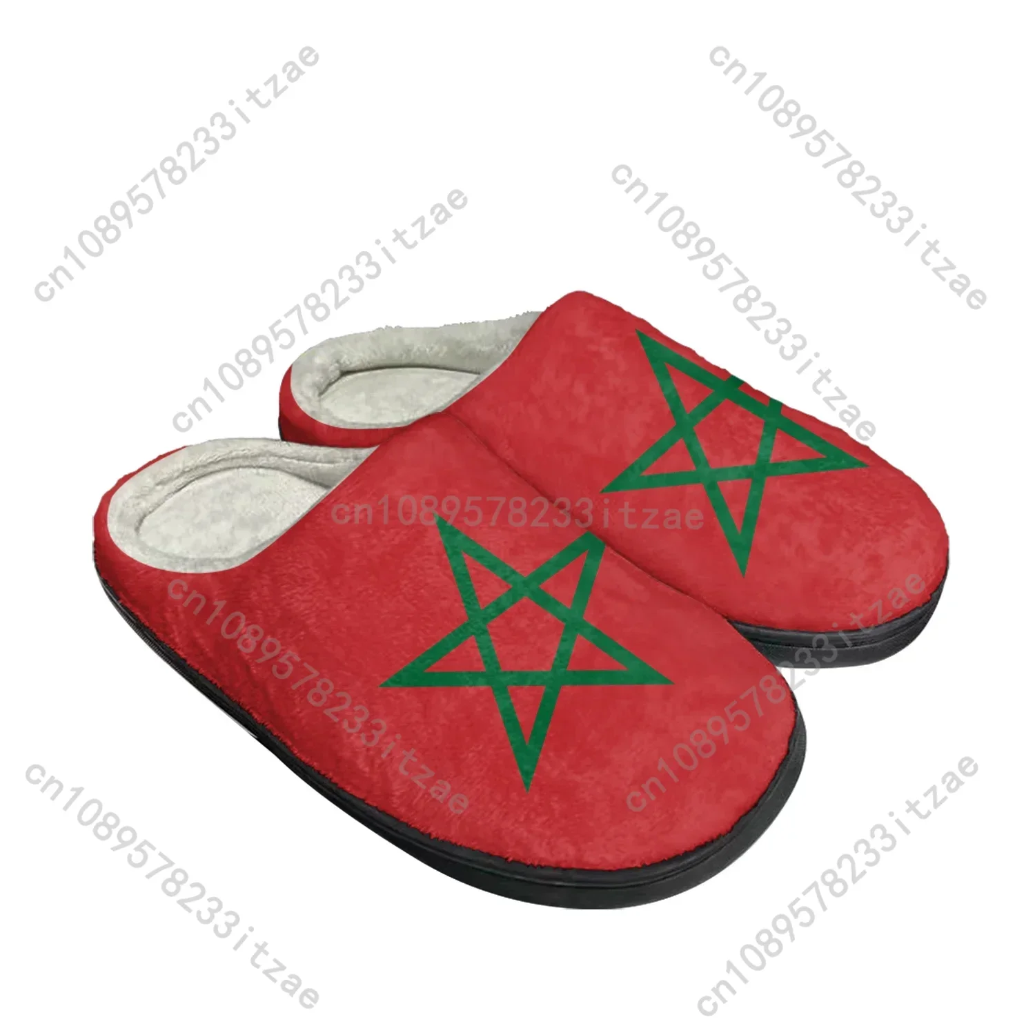 

Hot Moroccan Flag Home Cotton Custom Slippers Mens Womens Teenager Morocco Plush Bedroom Casual Keep Warm Shoes Thermal Slipper