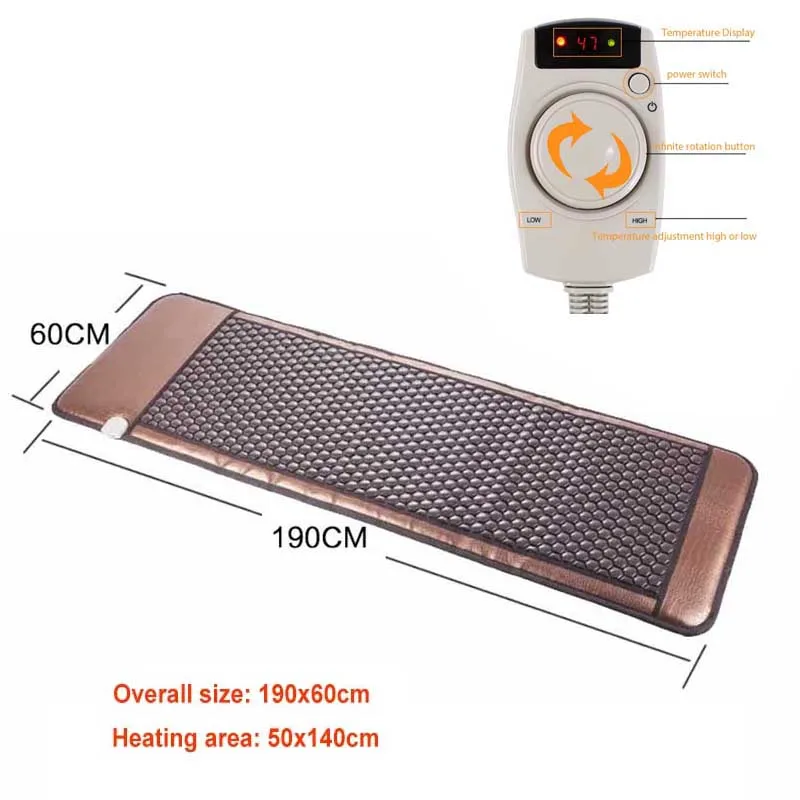 1.9x0.6m Far Infrared Tourmaline Germanium Stone Heating Pad Electric Hot Stones Heating Therapy  Mattress to Relieve Back Pain