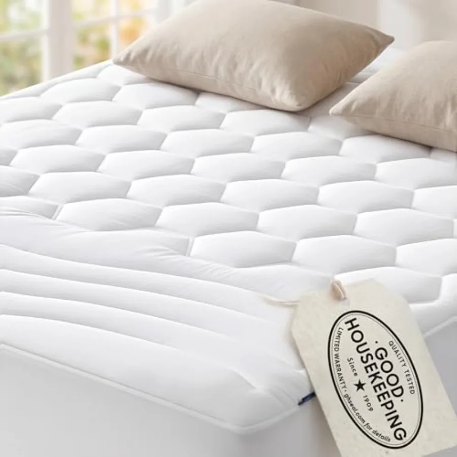 Mattress Pad - Quilted Fitted Mattress Topper Protector with 8-21 Inch Deep Pocket, Noiseless Breathable Bed Cover Padded, Mach