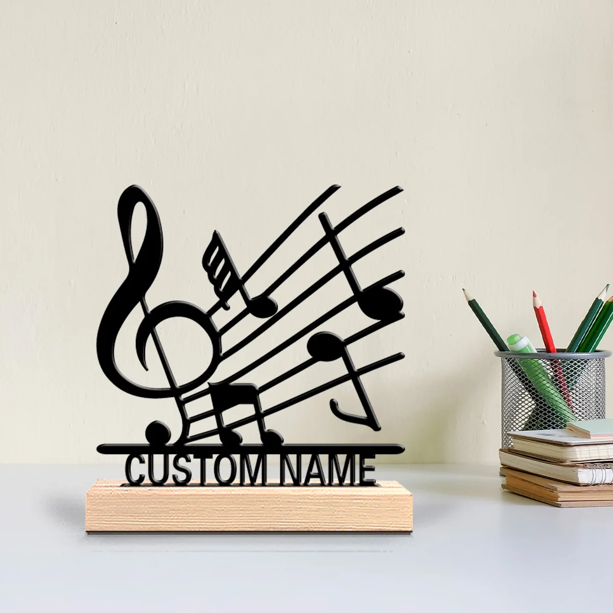 1pc Romantic Personalized Custom Music Metal Statues Music Lover’s Gift with Wooden Base, Perfect for Singers, Podcasters, Studi