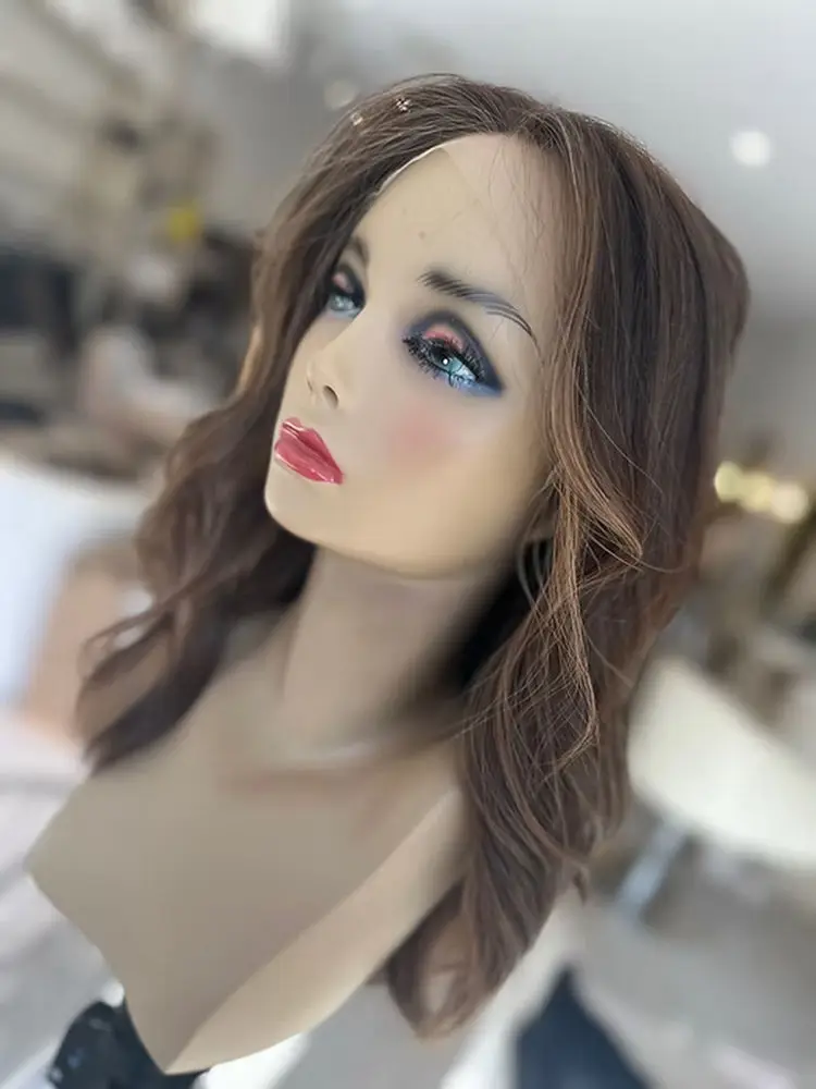 لينة أومبير الشوكولاته الداكنة البني الفاخرة الاصطناعية HD الدانتيل شعر مستعار أمامي شعر مستعار واقعية عالية 18 بوصة متوسطة طويلة الجسم موجة شعر مستعار #5