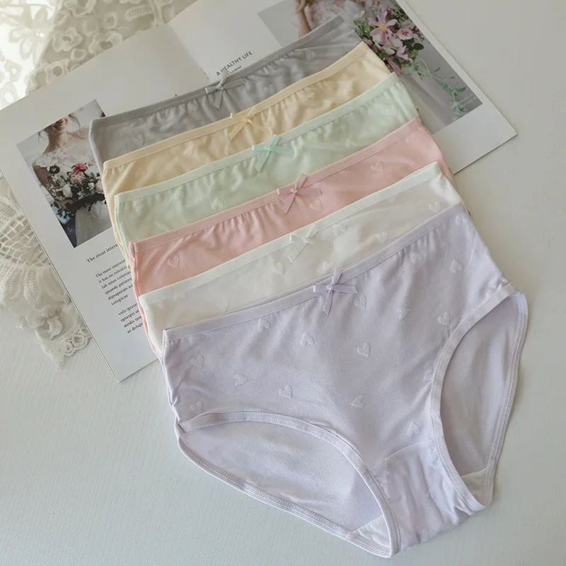 

Young girl Underwear 6pc/lot Lovely low Waist Briefs student Panties children solid candy fashion Teenagers M-XL