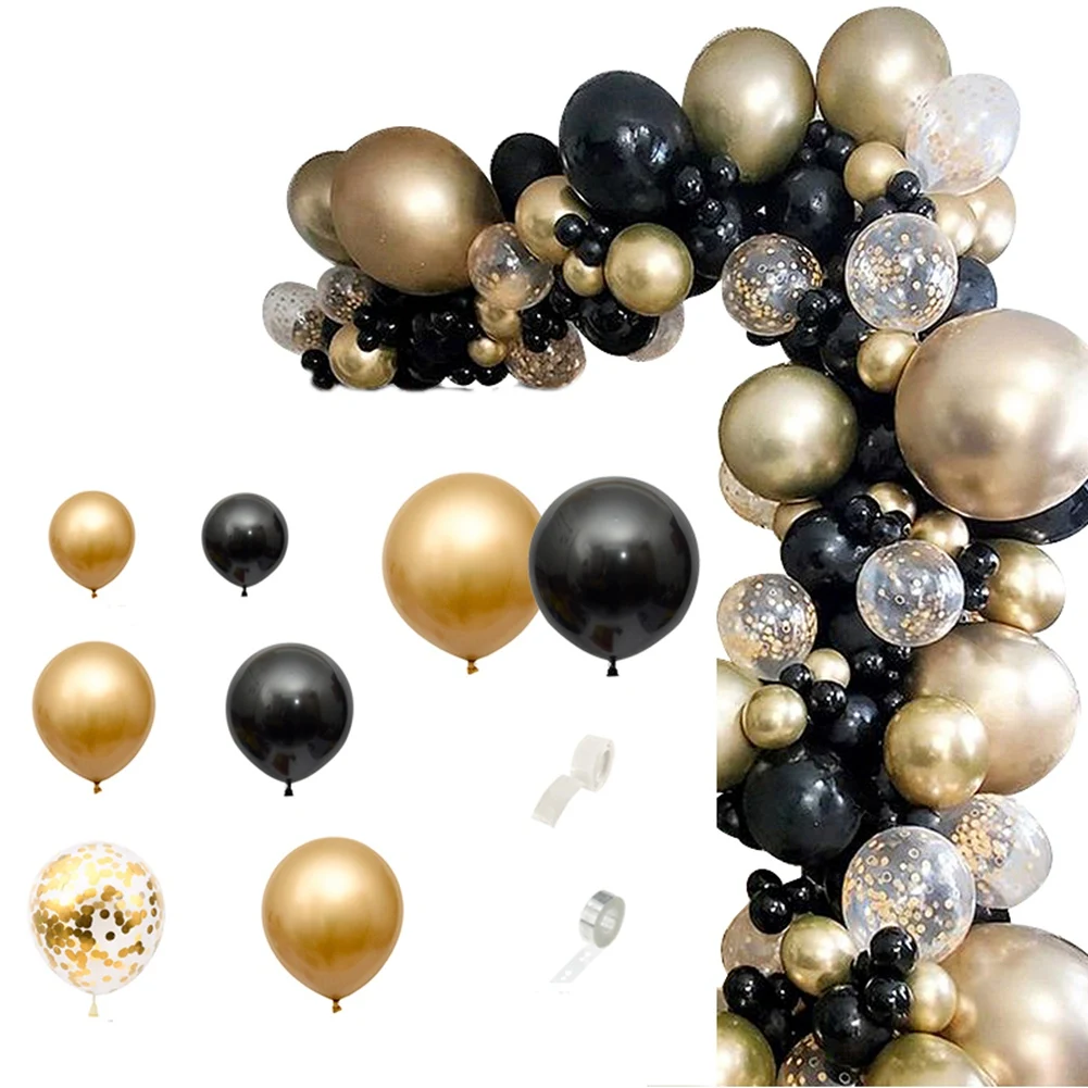 

121Pcs Gold Black Balloons Arch Garland Kit Gold Sequins Balloons for Wedding Graduation Birthday Christmas Party Decor