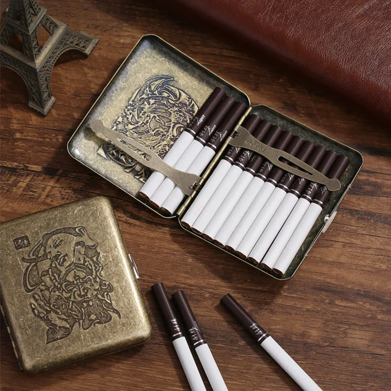 Vintage Brass Cigarette Case Dampproof Tobacco Portable Pouch Cigar Smoking Pocket Mini Tobacco Storage Box Cigarette Accessory