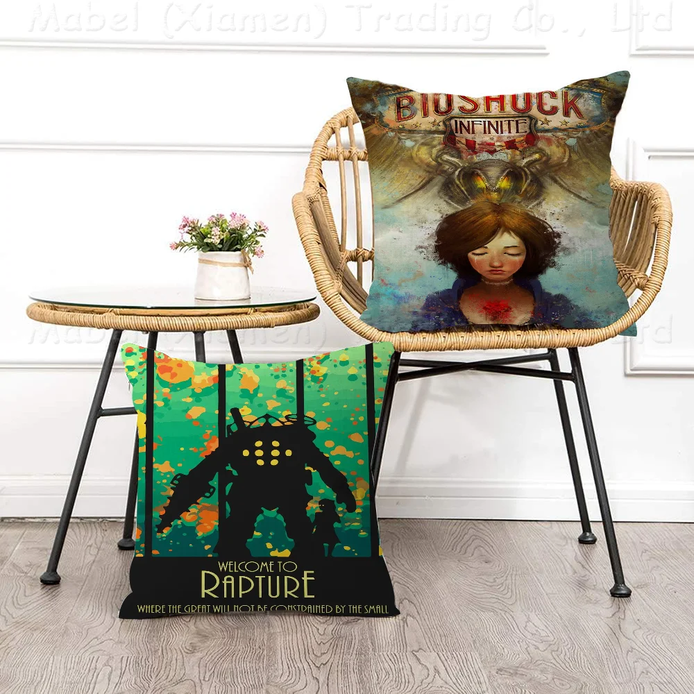 Game Rapture Video B-Bioshock Pillowcase Toon Gift Cushion Cover Bedroom Home Sofa Chair Seat Decor Pillow Case