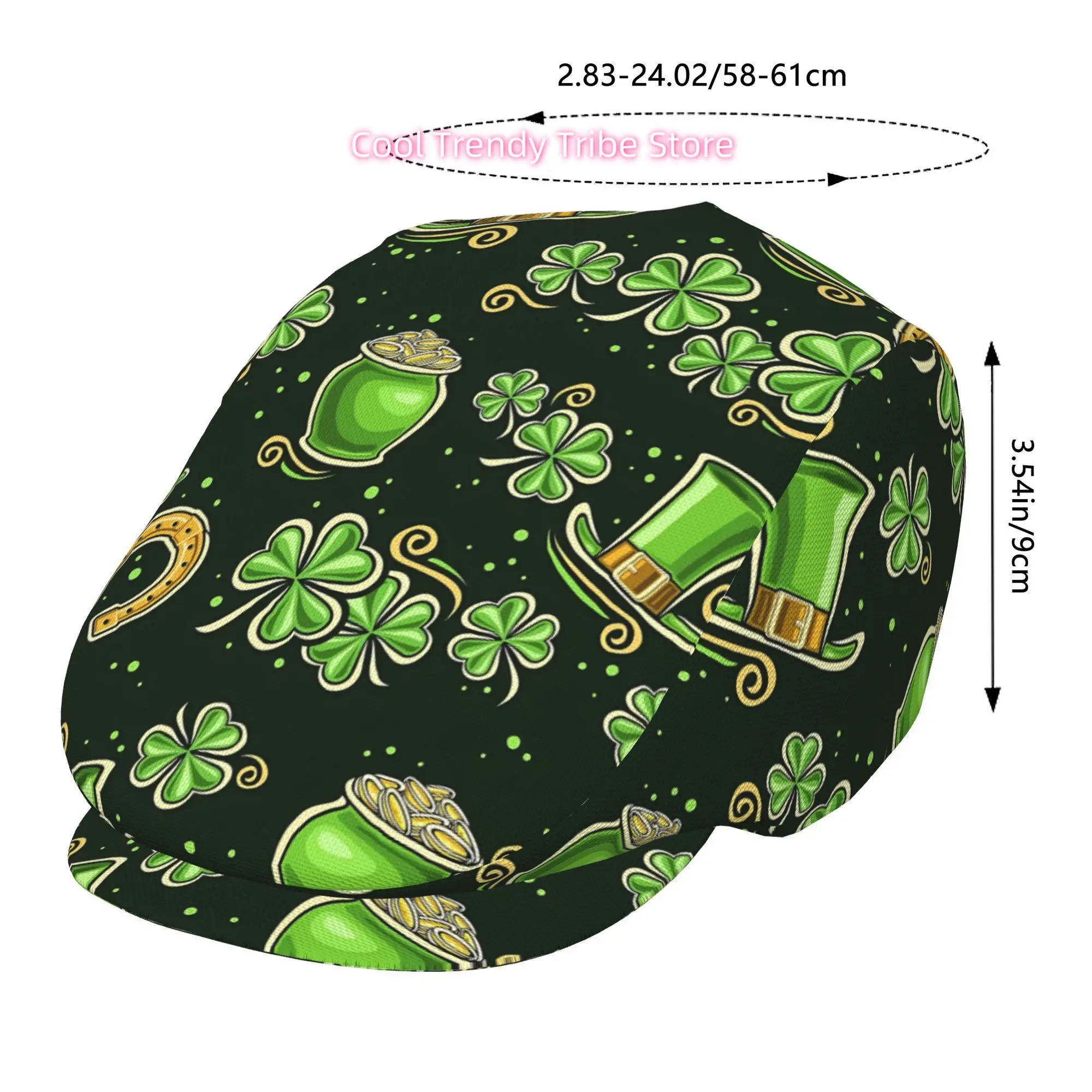 1pc Lucky Clover Festival Pattern All-over Printed Beret, Retro Newsboy Cap, Unisex, a Must-have Fashion Accessory for Outdoor L