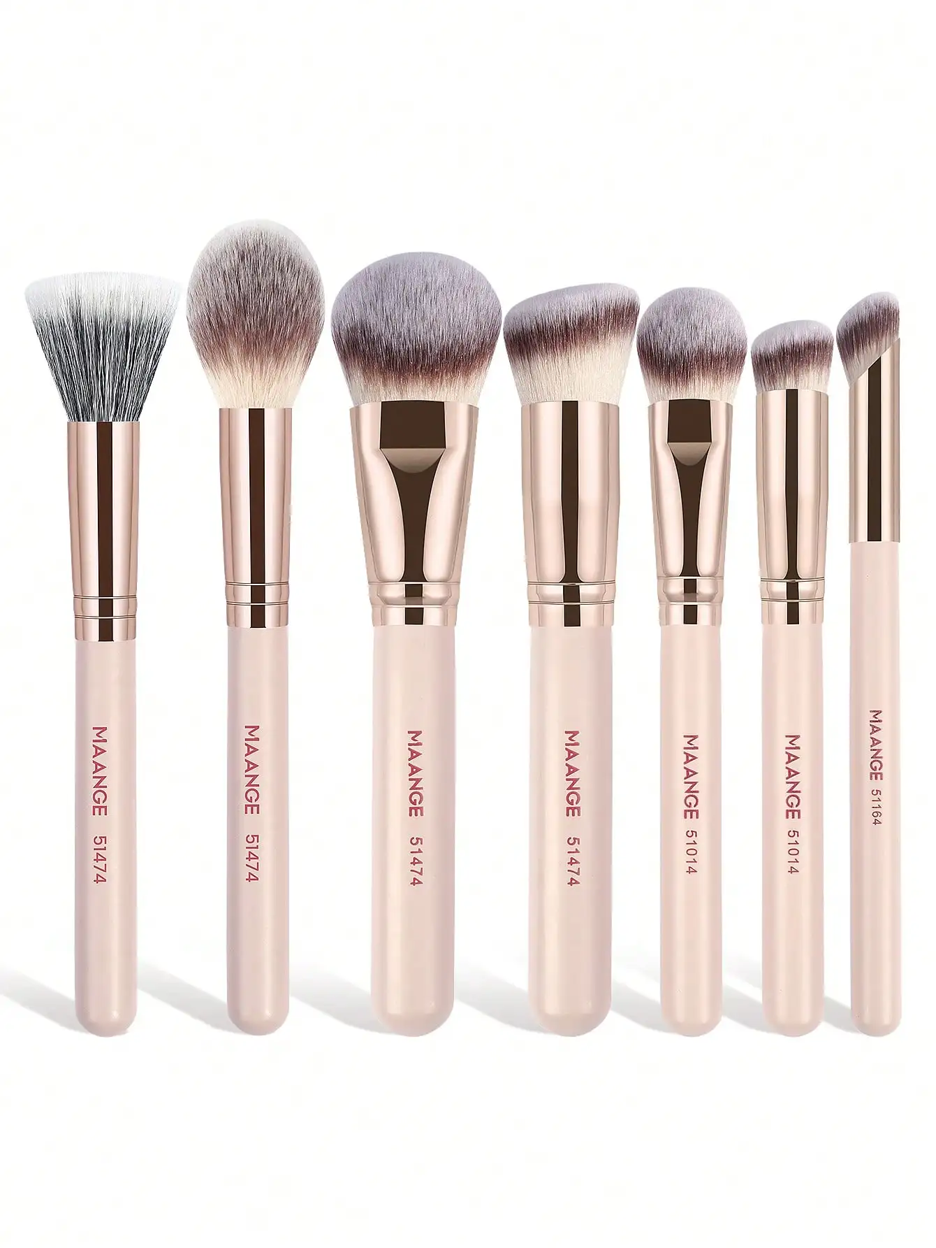 MAANGE Juego de brochas de maquillaje profesional de 2/4/5 piezas con caja de papel, incluye accesorios de maquillaje, brocha para polvos, brocha para colorete, brocha para base, brocha para contorno, brocha para sombra de nariz, cerdas suaves adecuadas para cosméticos en polvo y líquidos, portátil e ideal para viajes