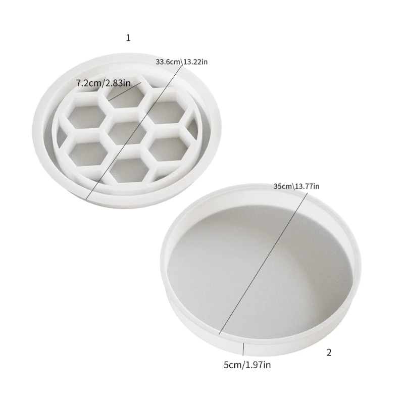 Creative Silicone Mold for Epoxy Resin Tabletop Large Round Honeycomb Designs N0HE