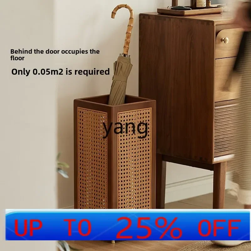 

LHH Chinese solid wood umbrella storage rack rattan floor umbrella barrel entrance shelf