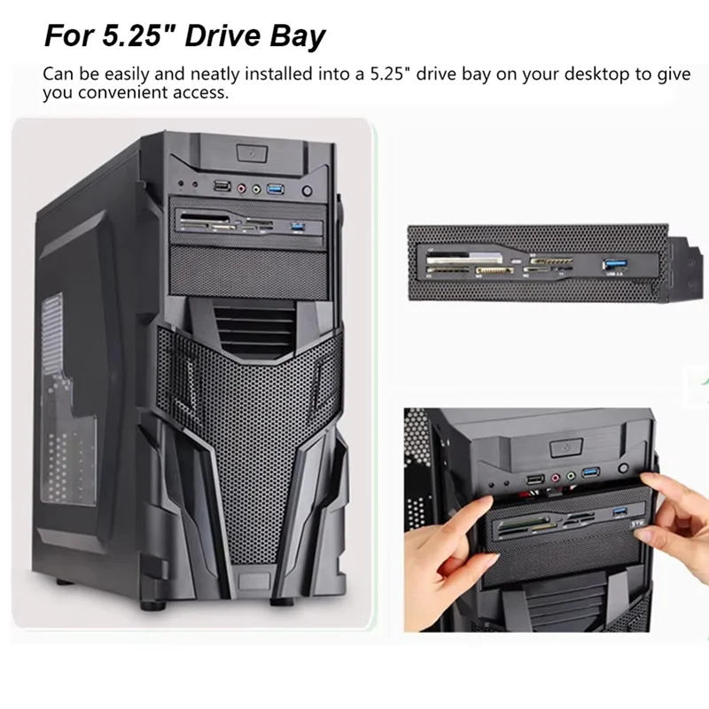 Nuovo! !Pannello frontale del cruscotto PC Lettore di schede interne da 5,25" Supporto multimediale multifunzione USB 3.0 CF XD MS M2 Lettore di schede SD TF