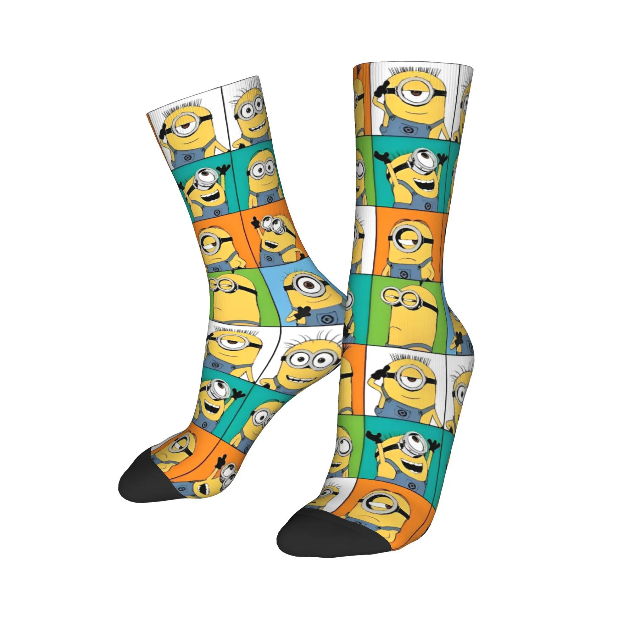 Fashion Kawaii Despicable Me Minions Football Socks Merry Christmas Polyester Middle Tube Socks for Unisex Breathable