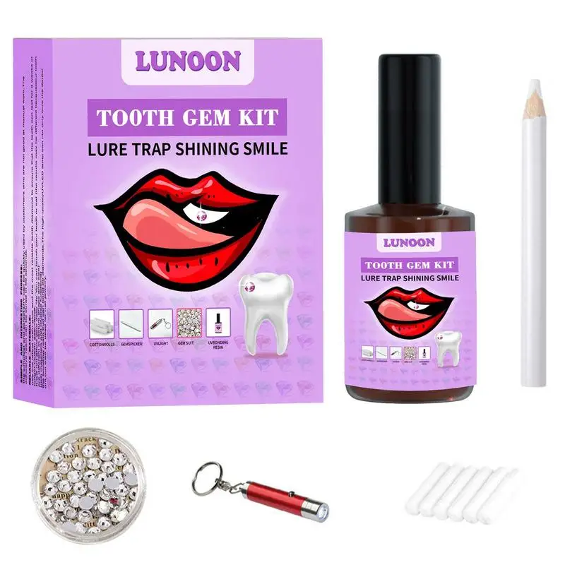 Tooth Gem Kit Beautiful Application Kit for White Tooth Jewelry Multifunctional Tooth Decoration Gem Set Flexible DIY Tooth