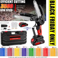 6 Inch 21V Cordless Electric Chainsaw, Handheld Garden Wood Cutting Logging Chainsaw Power Tool with Chains Rechargeable Battery