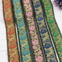 Wide 5 CM 10 Yards/lot Woven Jacquard Ribbon Flowers Pattern For Clothing Accessories CH-9292