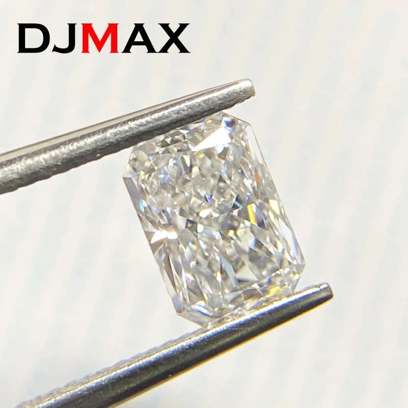 DJMAX 0.2-20ct Rare Radiant Cut Moissanite Loose Stone Real D Color Lab Grown Super White Certified Radiant Moissanite Diamonds