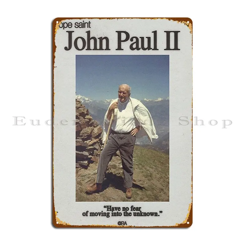 St Pope John Paul Ii Vintage Catholic Bandw Metal Plaque Poster Living Room Classic Kitchen Club Customize Tin Sign Poster