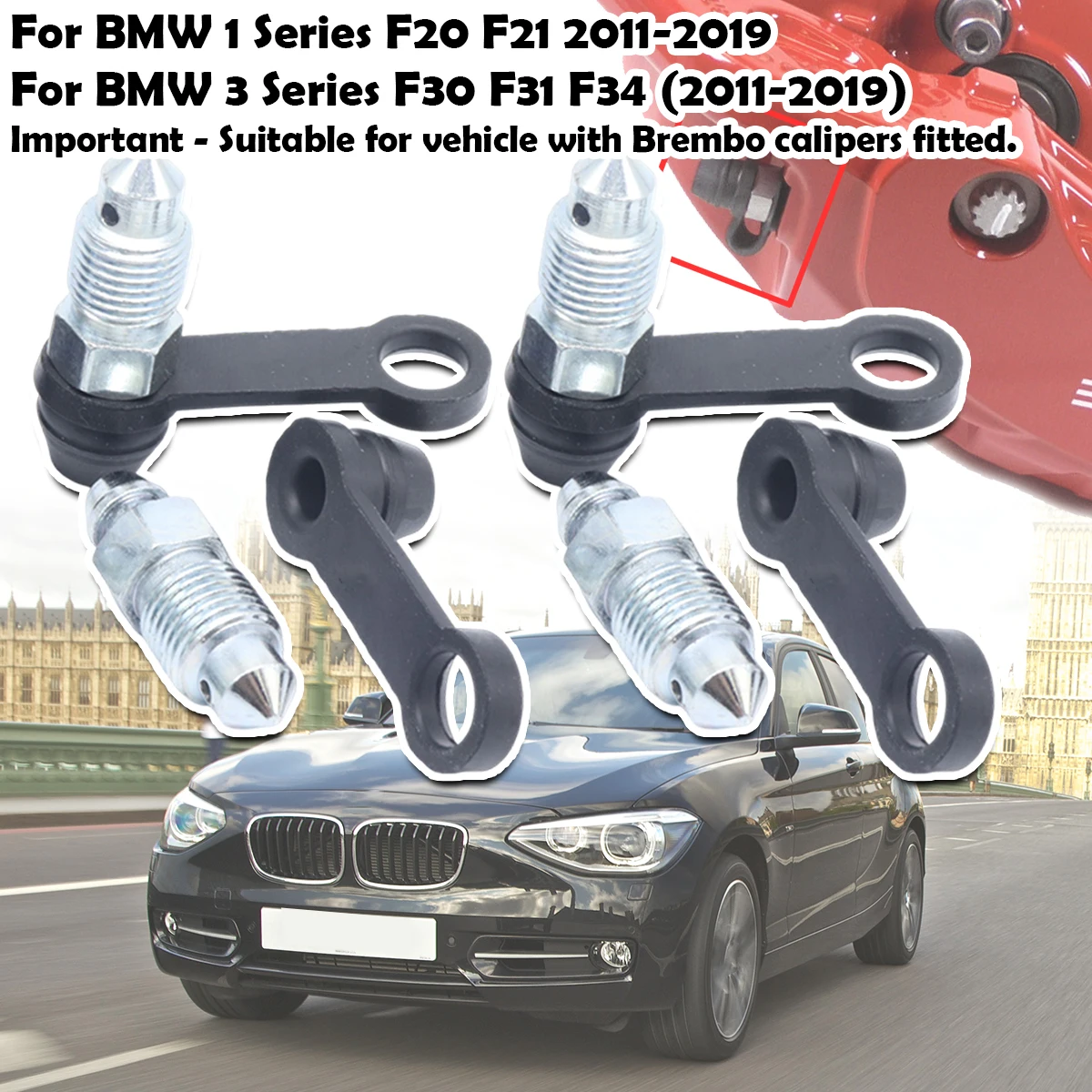 

Front Bleeder Valves and Rubber Dust Cap Left Right Caliper Bleed Nipple Screw Repair Kit For BMW F20 F21 F30 F31 F34 2011-2019