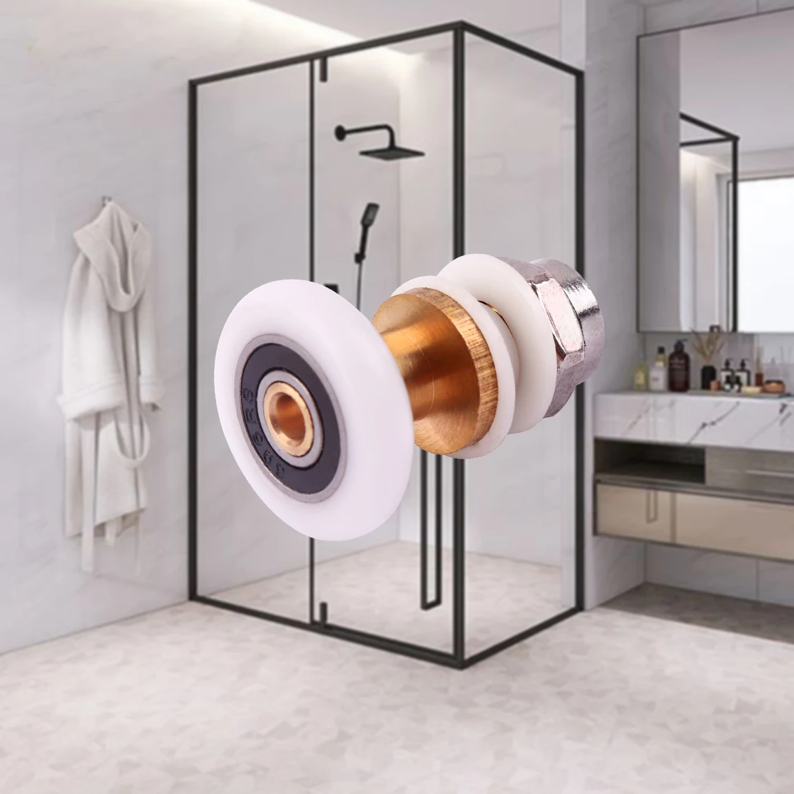 Latão vidro deslizante porta roda rolo, único excêntrico, polia do armário, 5-7mm, 20mm, 23mm, 25mm, 27mm, 4pcs