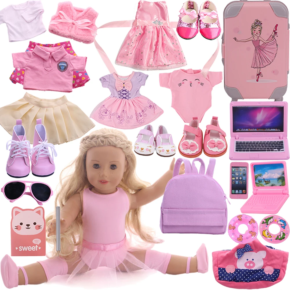 Pink Ballet Doll Clothes Accessories For 43Cm Born Baby Doll 18 Inch American Doll Toys For Girl Bebe Born Nenuco Our Generation