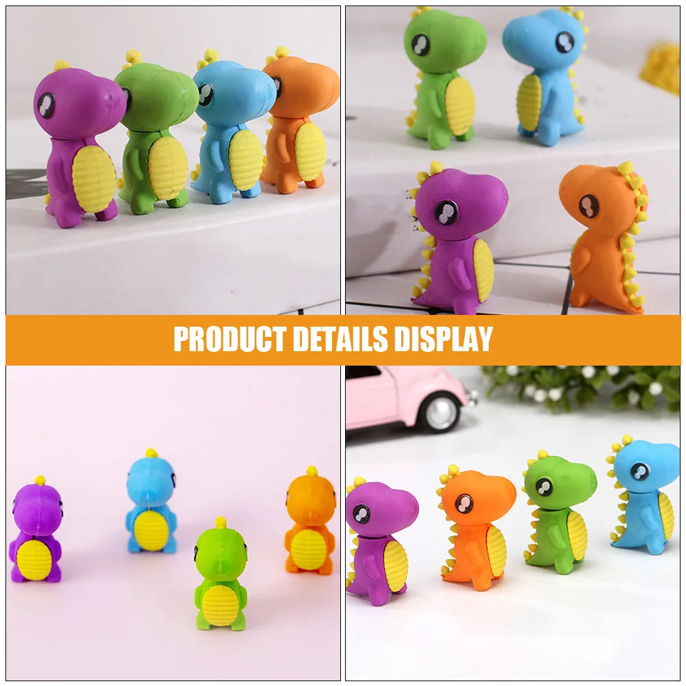 50Pcs Dinosaur Erasers Mini Animal Shaped Erasers for School Supplies Bulk Classroom Creative Fun Gift Stationery