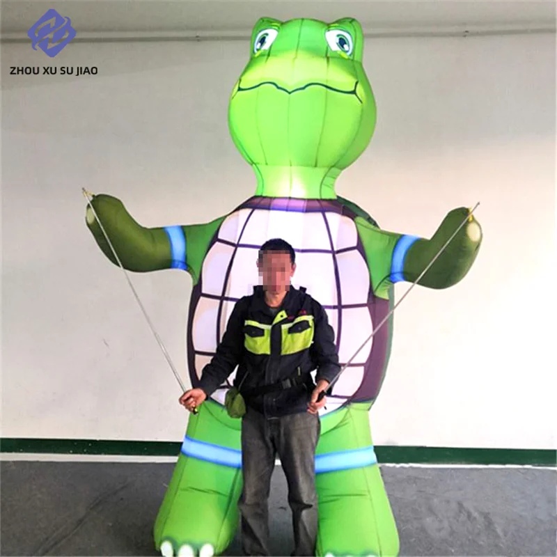 

Inflatable Turtle Puppet Cartoon Animal Model 3m Parade Prop Walking Controlled Blow Up Tortoise Costume For Event