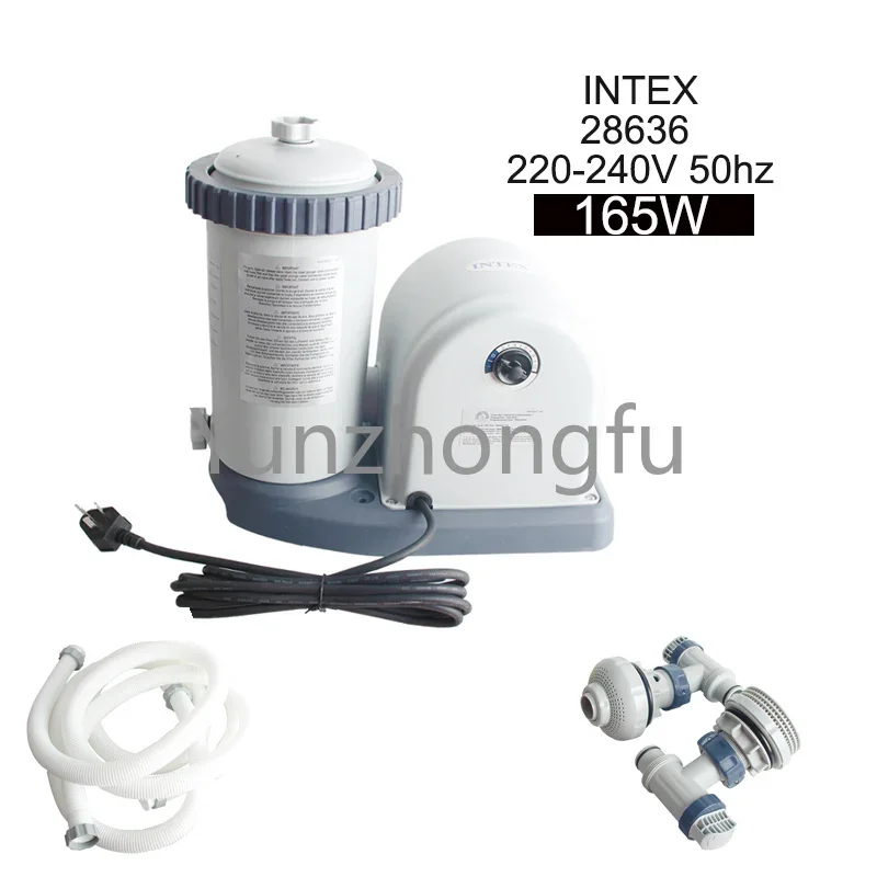 165W 1500gal/h 220V 3-pin plug water filter pump cartridge clean above ground pool swimming summer family pool