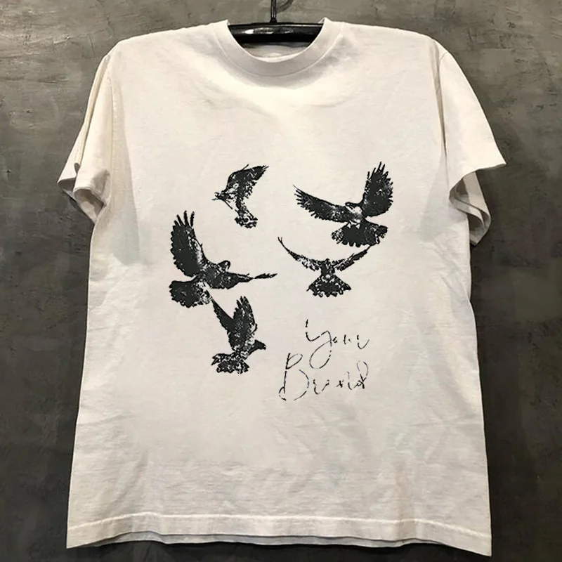 Loose Fit Cotton T-Shirt Unisex Short Sleeve Double Thread UPUPXIA Hero Print Sweat Absorbent round Neck Casual Summer Top