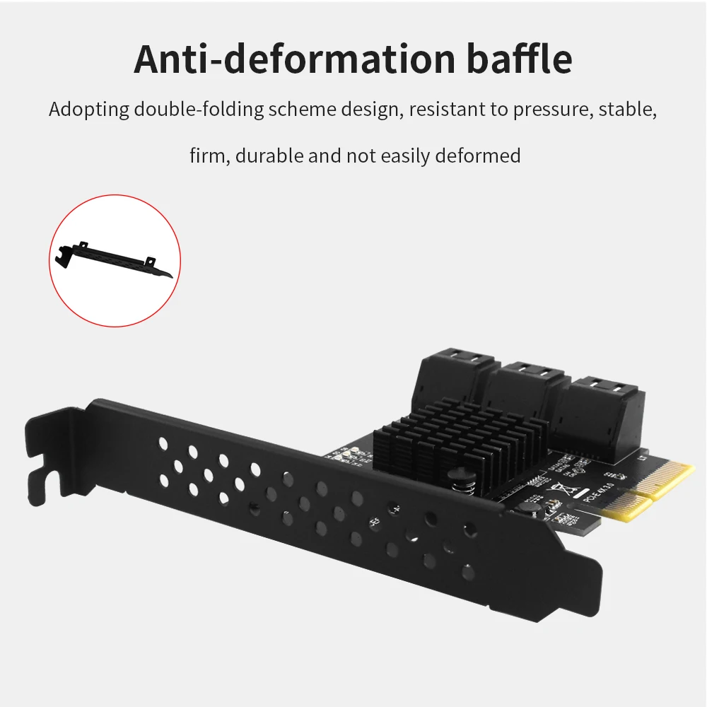 TISHRIC PCIE 4X To 6 Ports SATA 3.0 6 Gbps Expansion Card Pcie Splitter Controller PCI-Express 4x 8x 16x Add On Card for HDD SSD