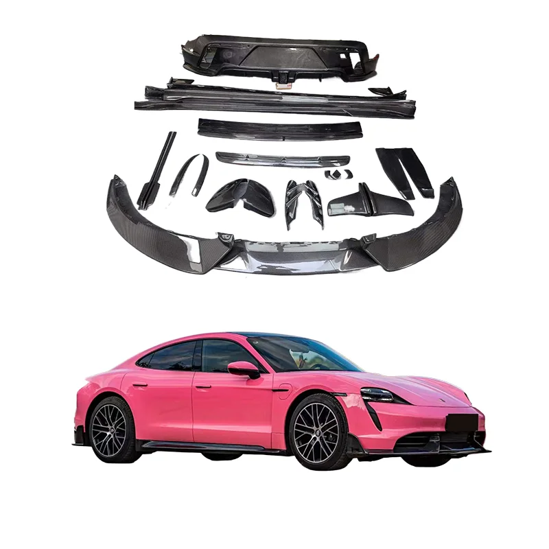 Superior Quality Carbon Fiber Aerodynamic Upgrade Kit Taycan Resistant Front Lip Rear Diffuser Side Skirts Car Accessories