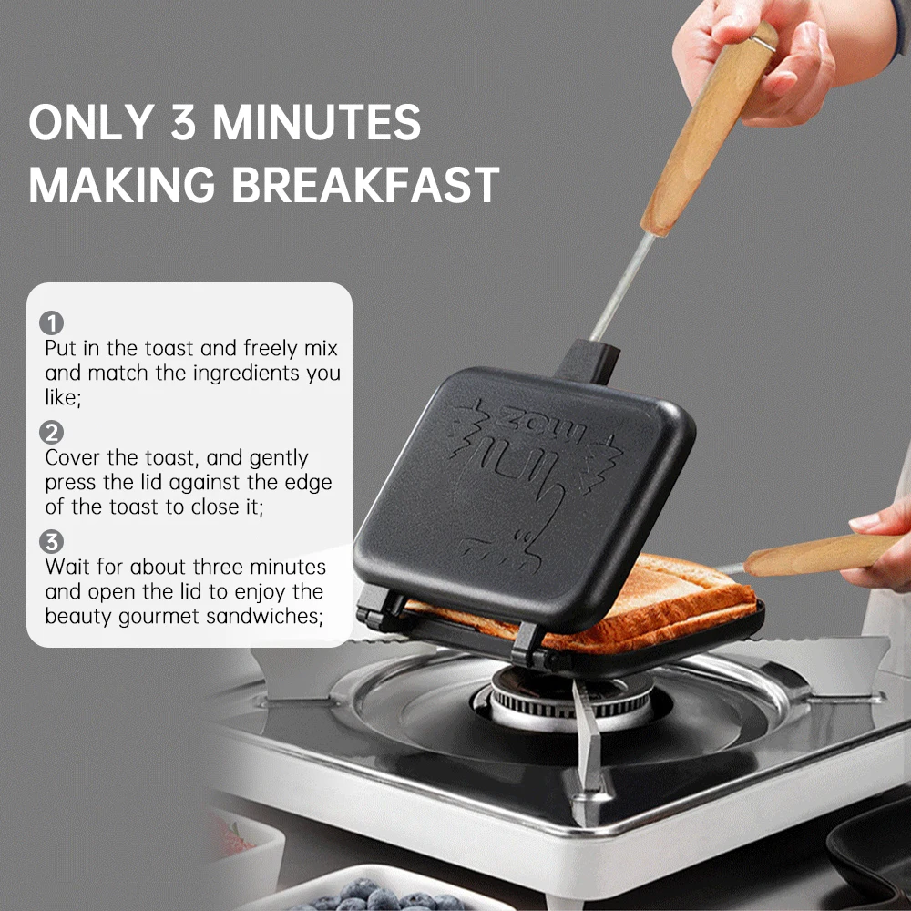 Sandwich Maker Grill Pan Non-Stick Pan Waffle Toaster Cake Breakfast Machine Barbecue Steak Frying Oven Camping