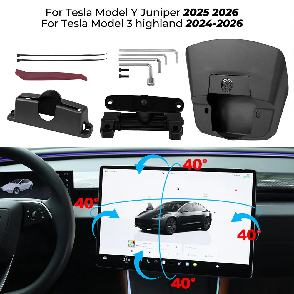 

For Tesla Model Y Juniper 2025 Car GPS Navigation Adjustment Holder For Model 3 Highland 2024 Central Control Screen Rotation
