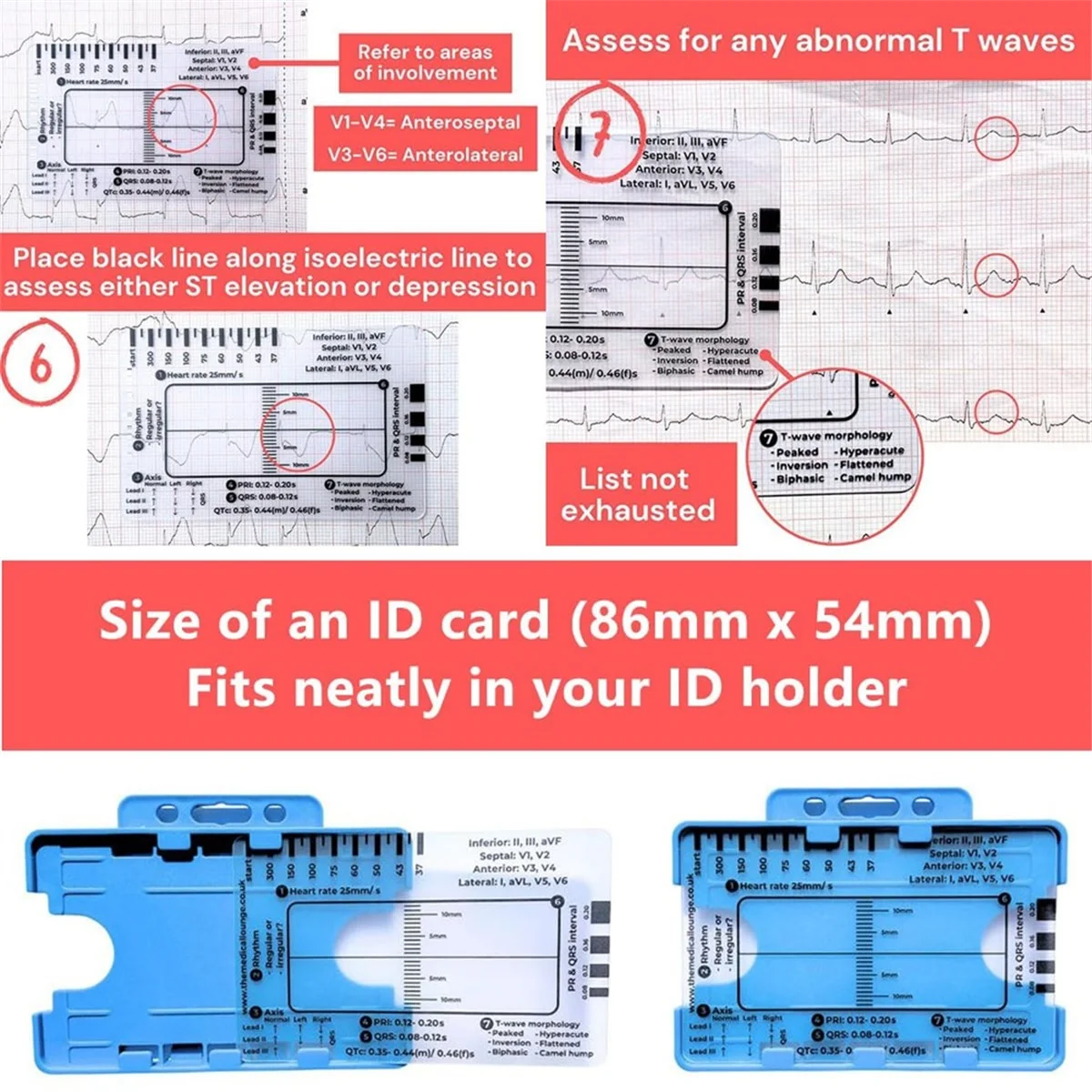 AT77 ECG 7 Step Ruler, ECG 7 Step Ruler for ECG/EKG Interpretation, Rapid and Quick Cardiac Analysis and Measurement Tool