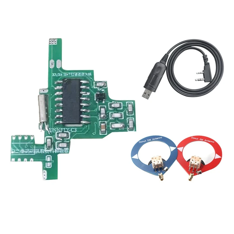 

For Quansheng UVK5/UVK6 SI4732 Intercom Modification Module Filter Amplified Version+Donut SW/AM Antenna+USB Cable