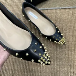 Flat bottom mesh rhinestone pointed single shoe women's versatile fairy style patent leather nude crystal shoes wedding shoes