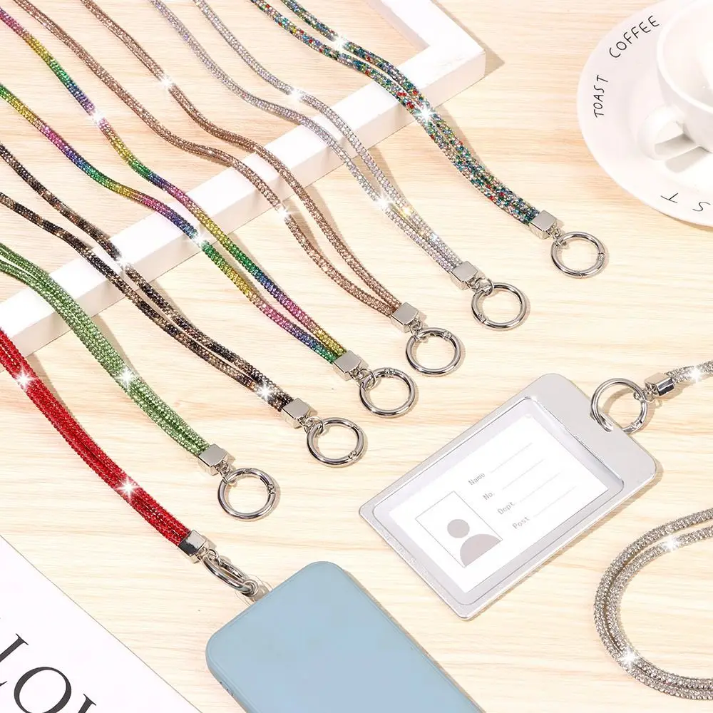 Luxury Keychain Bling Bling Hanging Cord Rhinestone Phone Lanyard Chain Straps Crystal Anti-lost Rope