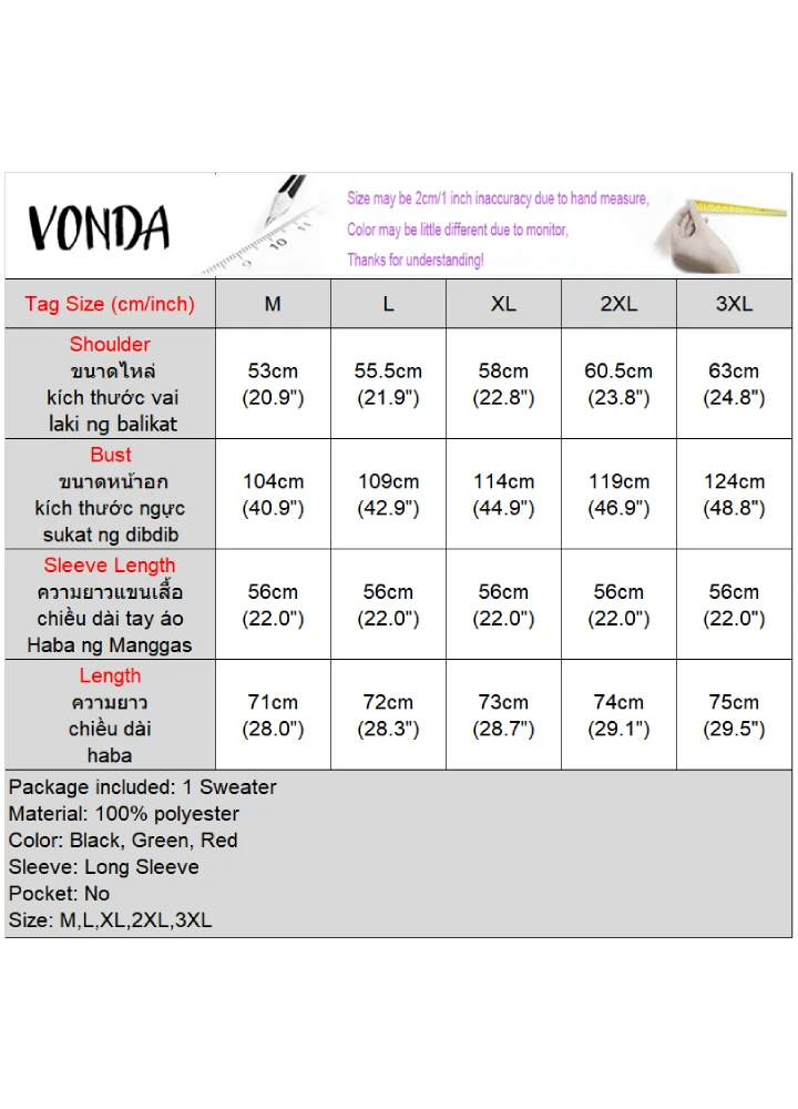 Women Striped Pullovers Autumn Round Neck Off Shoulder VONDA Long Puff Sleeve Knitted Sweater  Casual Solid Fashion Jumpers