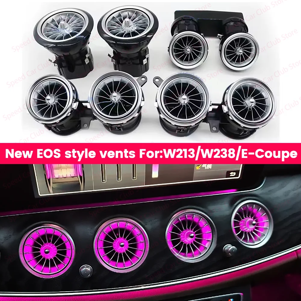 

64-цветные светодиодные новые турбовентиляционные декоративные фонари для Mercedes-Benz W213 E-Class E43 E53 E250, автомобильное внутреннее окружающее освещение