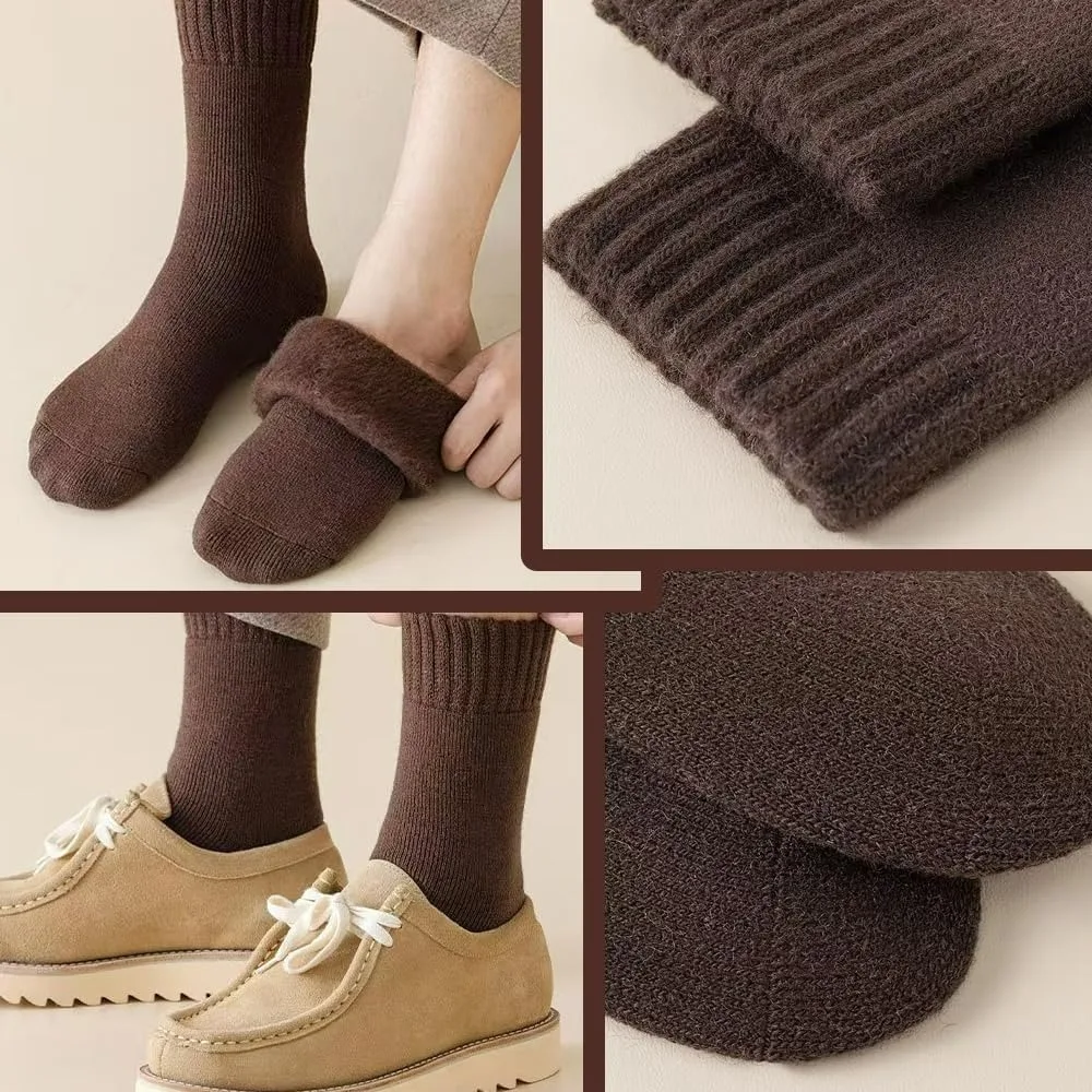 2 paar 60% merinowol dikke wandelsokken unisex gezellig thermisch, heren dames effen kleur winter warm crew laarssok