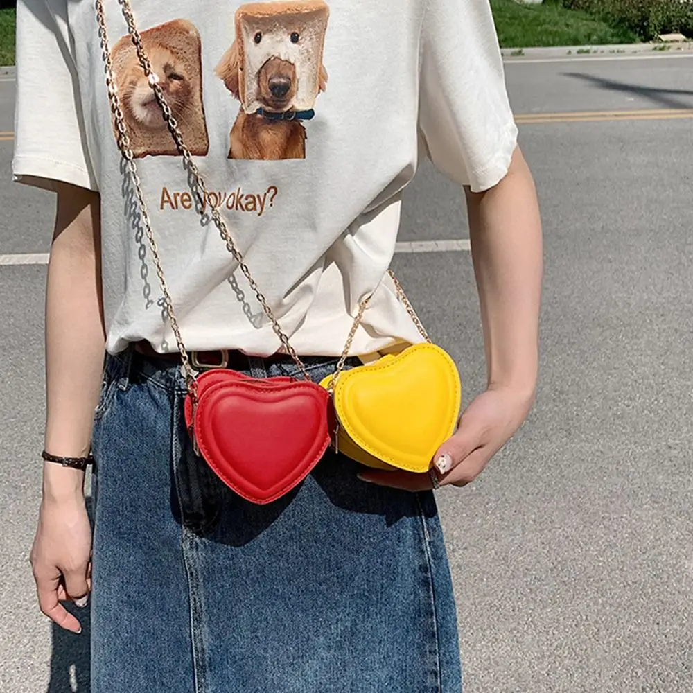 Sweet Love Shape Crossbody Bag Summer Clothes Match Bag Portable Lipstick Makeup Bag Girl Cute Shoulder Bag