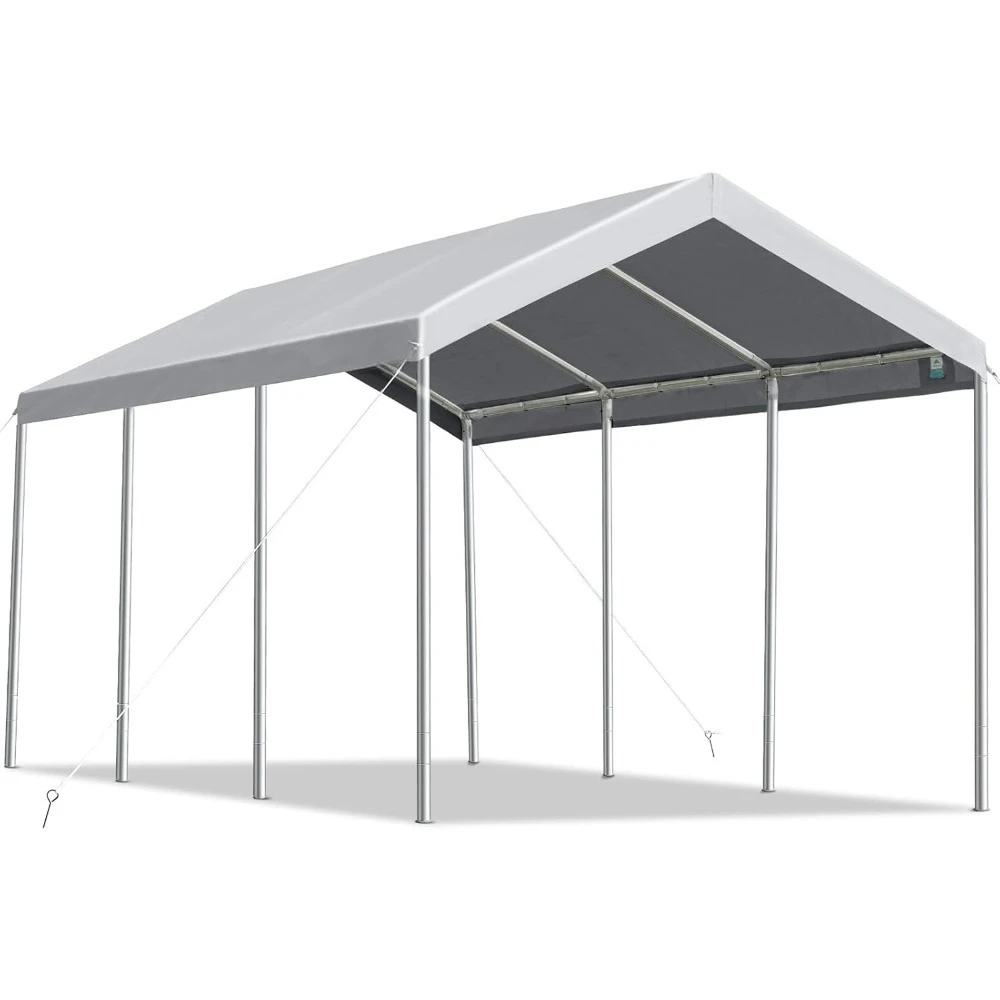 

10x20 ft Heavy Duty Carport, Potable Car Canopy Garage Party Tent Boat Shelter, Adjustable Height from 9.5 ft to 11 ft, Gray