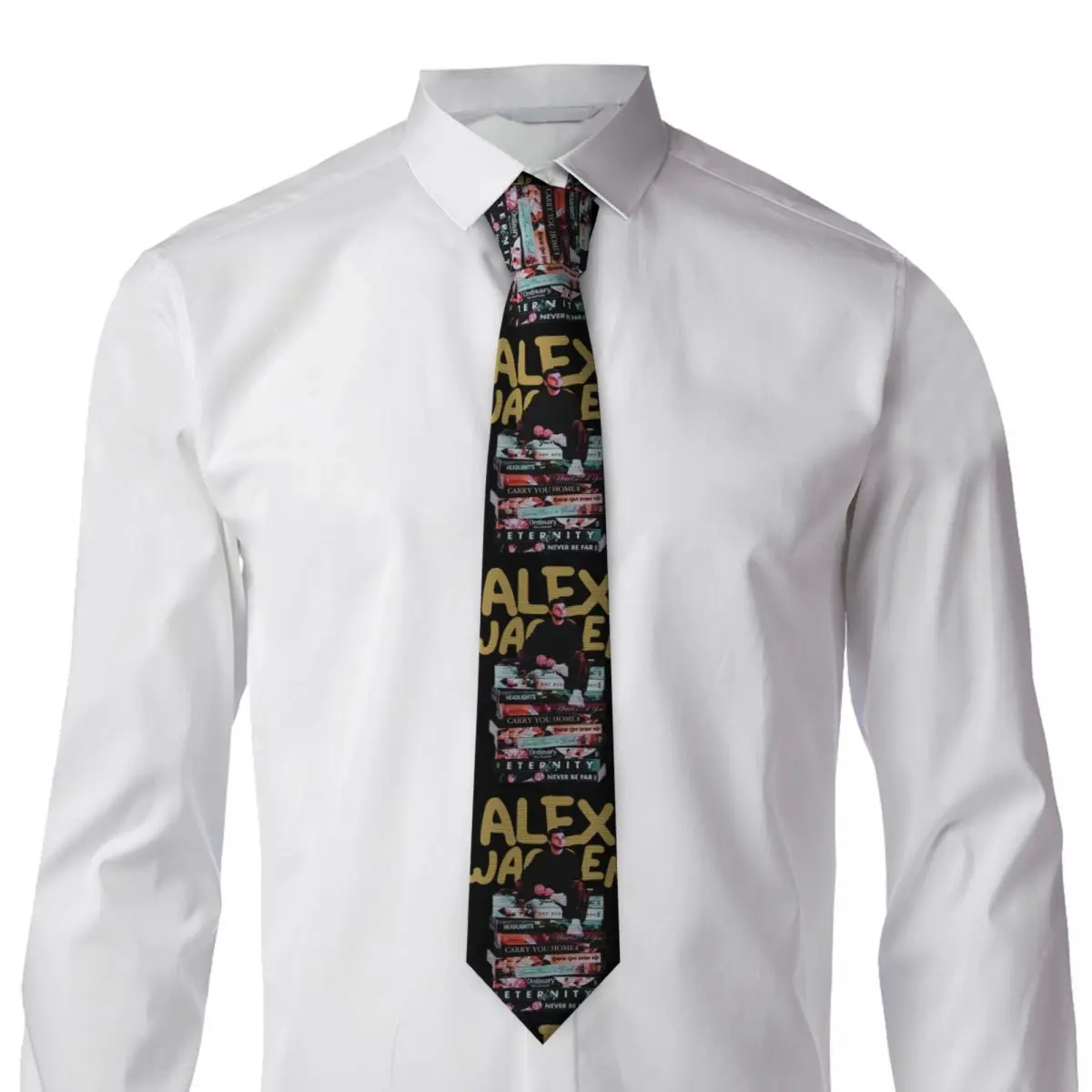 Singer Alex Warren Album Poster Graphic (5) Necktie for Men Silk Polyester Slim Neck Ties Party Suits Tie Casual Gravatas