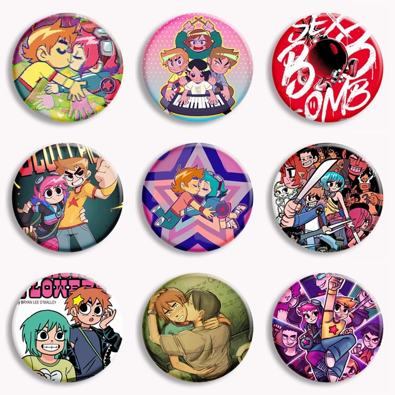 Anime Scott Pilgrim Ramona Fanart Soft Button Pin Creative Cartoon Character Takes Off Brooch Badge Bag Accessories Decor