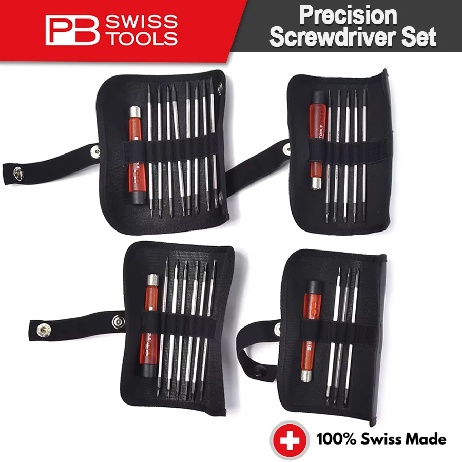 

PB SWISS Precision Screwdriver Set with Telescopic Handle and Duplex Interchangeable Blades in a Compact Roll-up Case