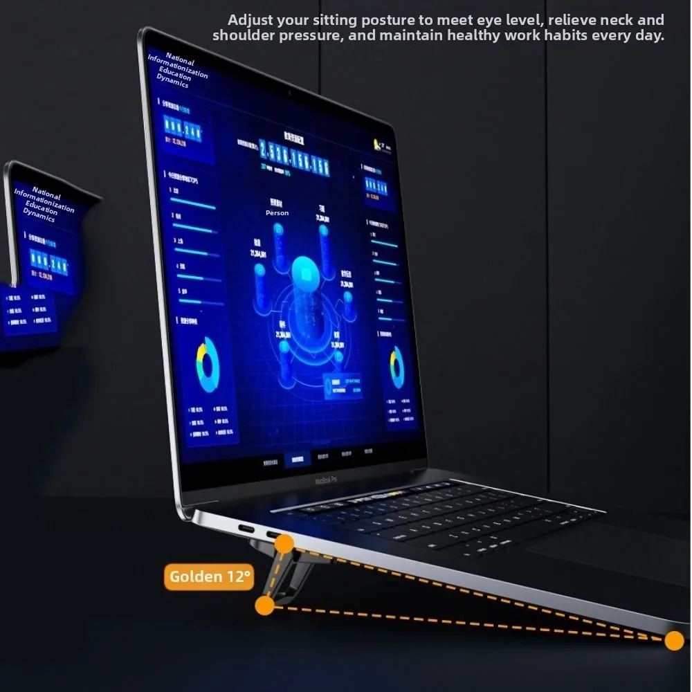 Riser Function Adjustable Laptop Stand Invisible Design Aluminum Support Foldable Stand Ergonomic Keyboard Holder Desk Computer