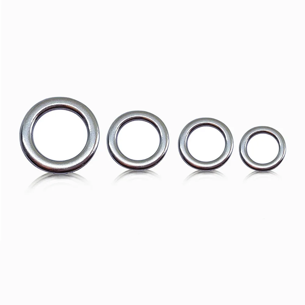 

50Pcs Fishing Solid Ring 304 Stainless Steel High Strength Solid Loop For Fishing Lure Line Connector Rings Terminal Tackle Kit