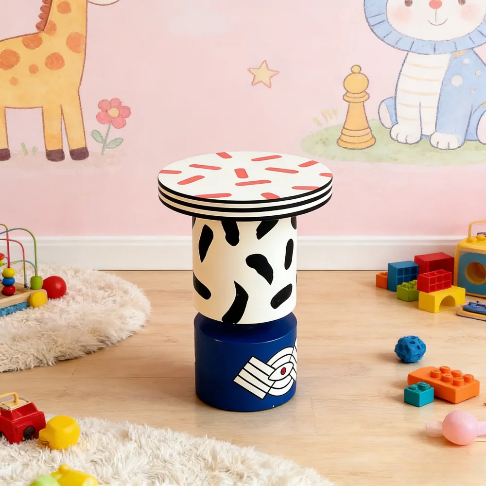 

%J Modern Creative Hand-Painted Chess Stool | Colorful Cartoon Side Table for Kids Bedroom Hotel Sofa Corner Small Apartment